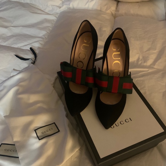 Gucci Shoes - Gucci suede bow tie pumps